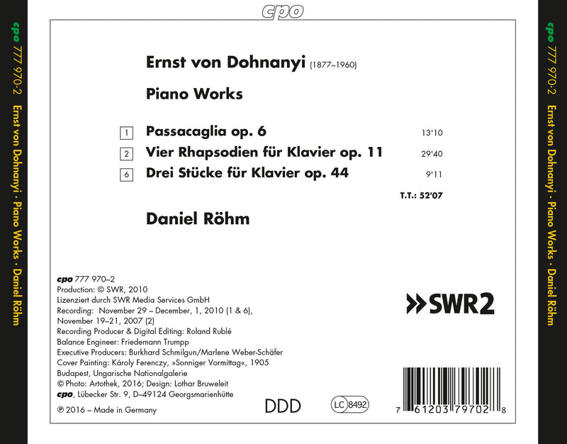 Dohnanyi: Piano Works / Rohm