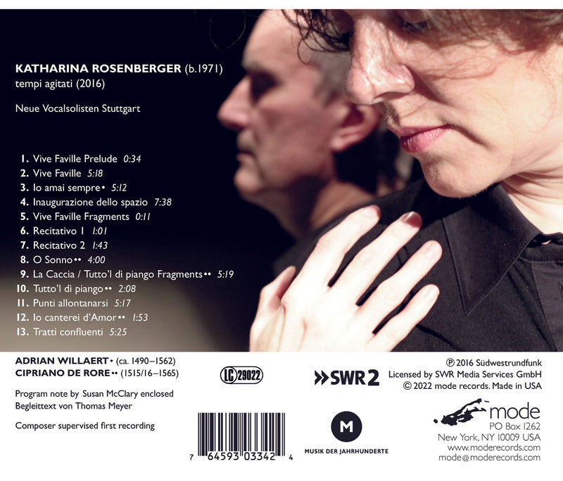 Rore, Willaert, Rosenberger: Tempi Agitati / New Vocal Soloists of Stuttgart