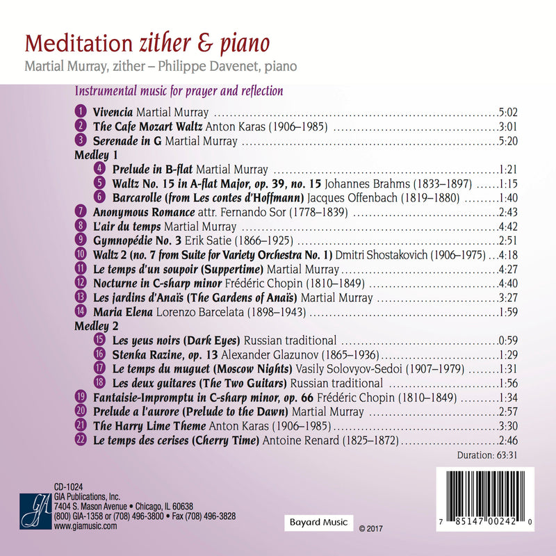 Meditation: Zither & Piano / Murray, Davenet