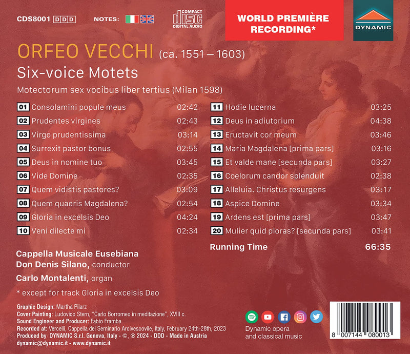 Vecchi: Six-Voice Motets, Book 3 / Cappella Musicale Eusebiana