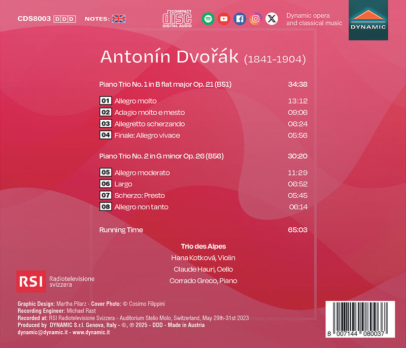 Dvořák: Piano Trios Nos. 1 & 2 / Trio des Alpes