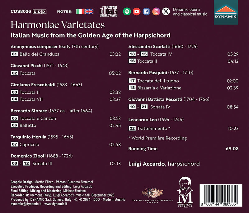 Harmoniae Varietates - Italian Music from the Golden Age of the Harpsichord / Accardo