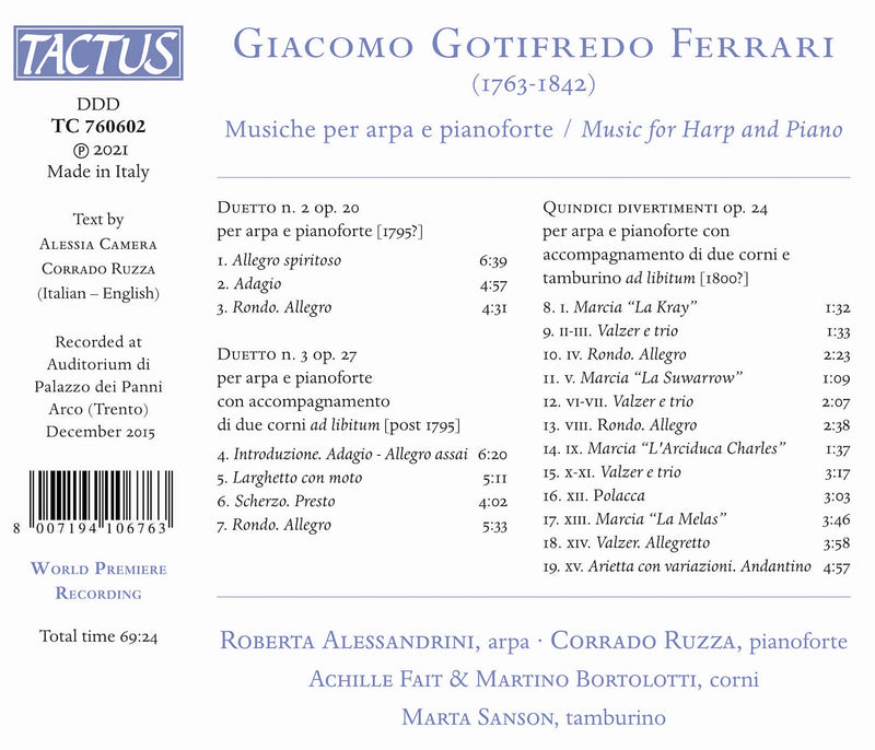 Ferrari: Music for Harp / Alessandrini, Ruzza
