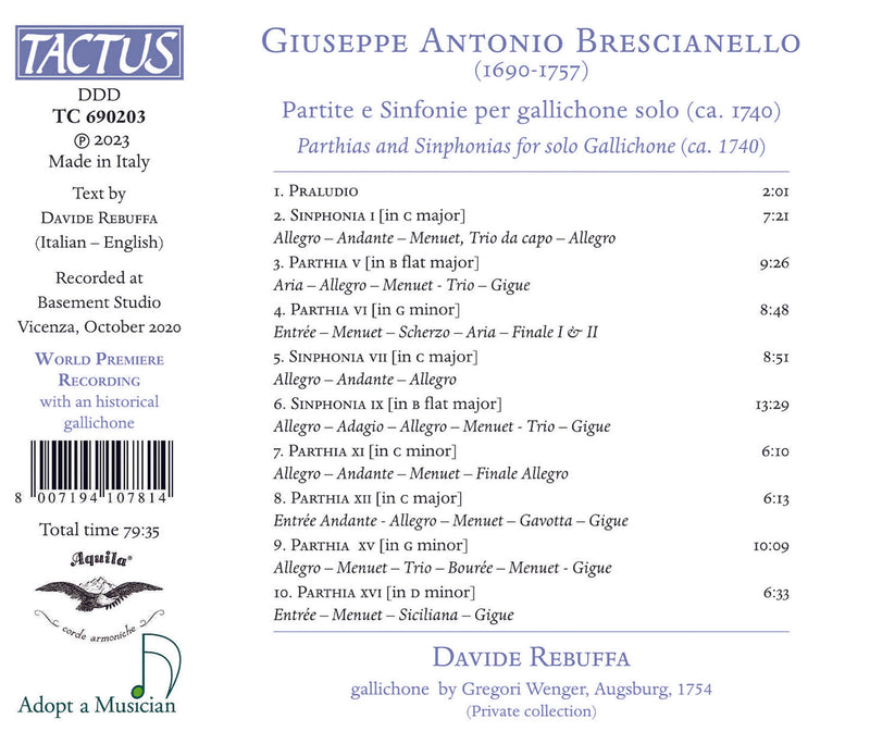 Brescianello: Partitas & Sinfonias for Gallichone / Rebuffa