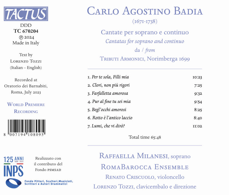 Badia: Cantate per soprano e continuo