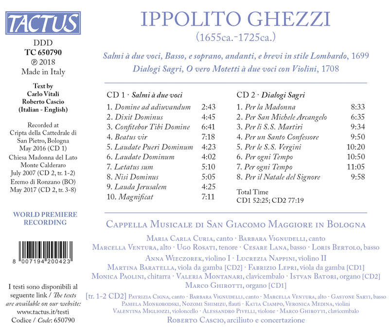 Ghezzi: Salmi à 2 voci & Dialogi sagri