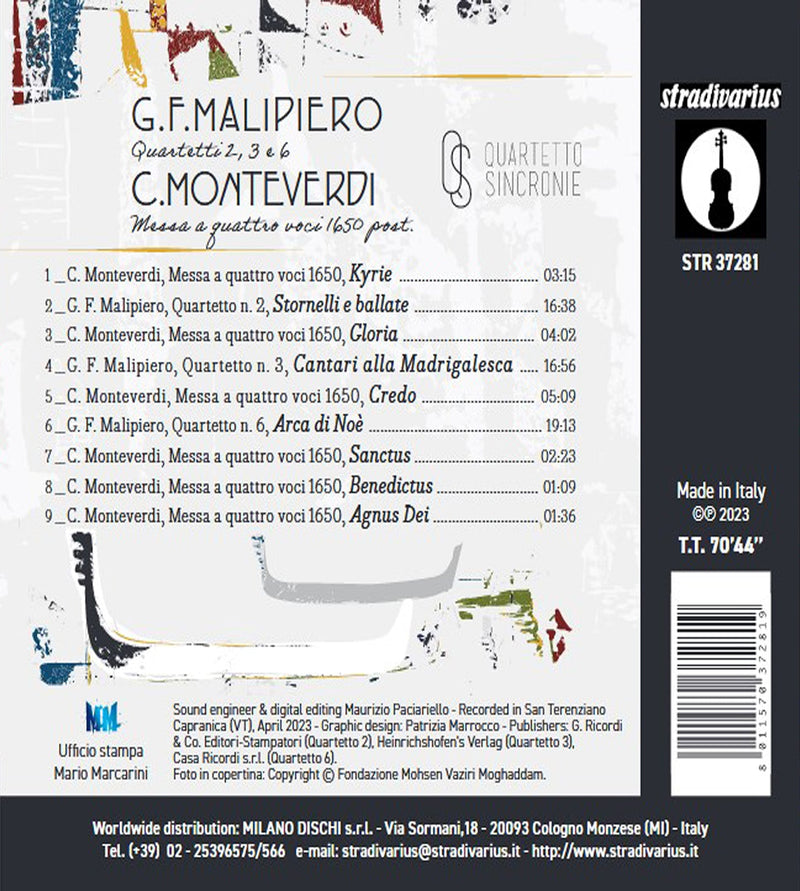 Malipiero & Monteverdi-Malipiero: Music for String Quartet / Quartetto Sincronie