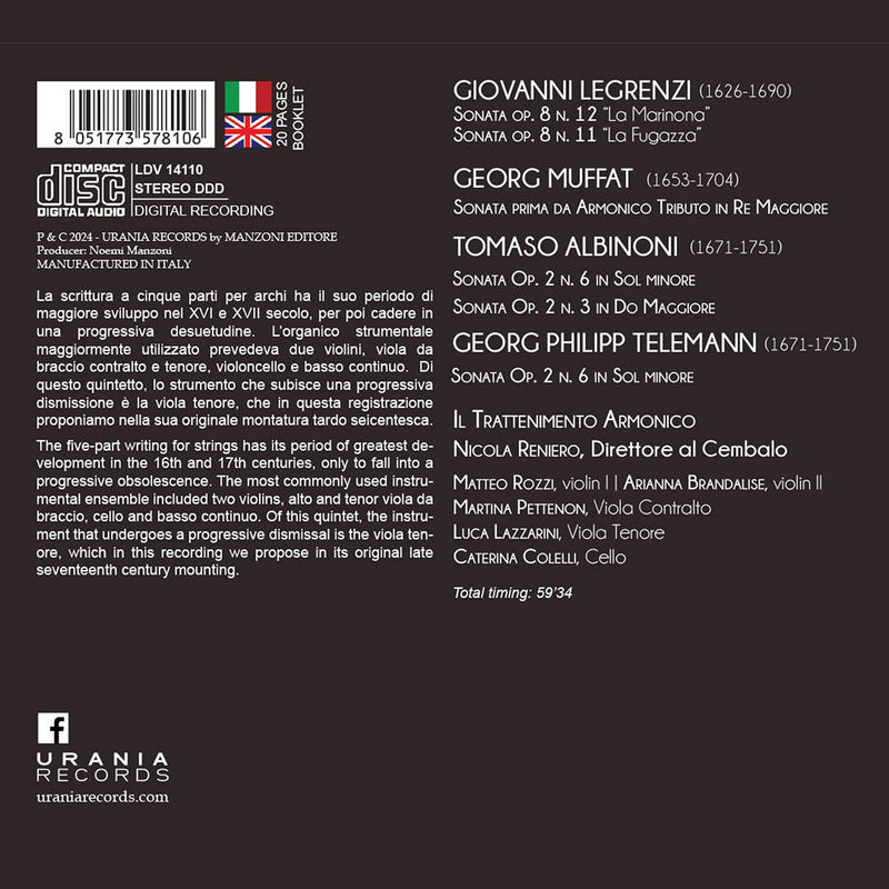Albinoni, Legrenzi, Muffat & Telemann: A Cinque - String Sonatas PURGATORY