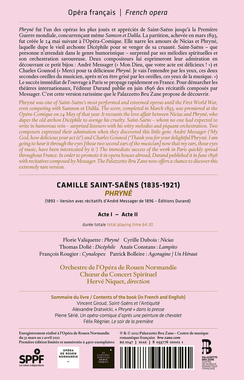 Saint-Saëns: Phryné / Rougier, Valiquette, Dubois, Niquet, Rouen Opera Orchestra