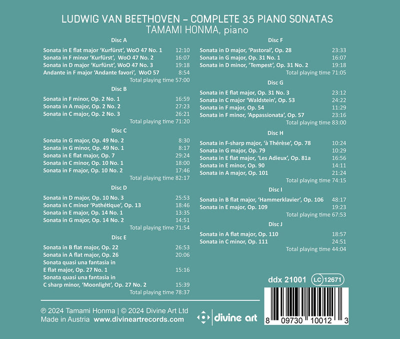 Beethoven: Complete 35 Piano Sonatas / Honma