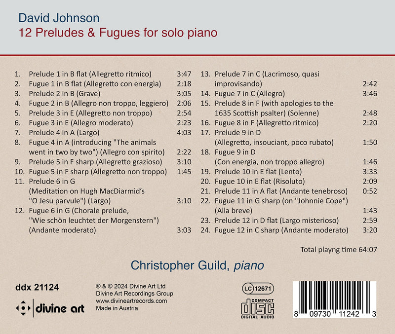 D. Johnson: 12 Preludes & Fugues for Solo Piano / Guild