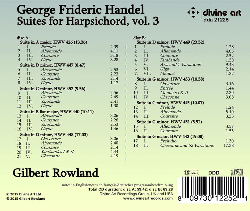 Handel: Suites for Harpsichord, Vol. 3