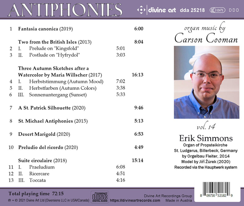 Cooman: Antiphonies (Music for Organ, Vol. 14) / Simmons
