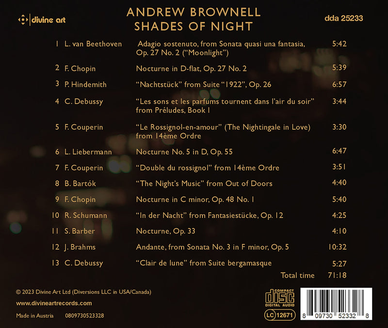 Shades of Night - Nocturnal Music from Couperin to Liebermann / Brownell
