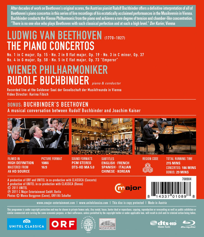 Beethoven: Piano Concertos / Buchbinder, Wiener Philharmoniker [blu-ray]