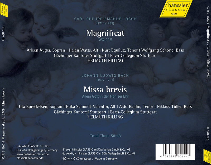 C.P.E. Bach: Magnificat; J.L. Bach: Missa Brevis / Rilling, Bach Collegium Stutrgart
