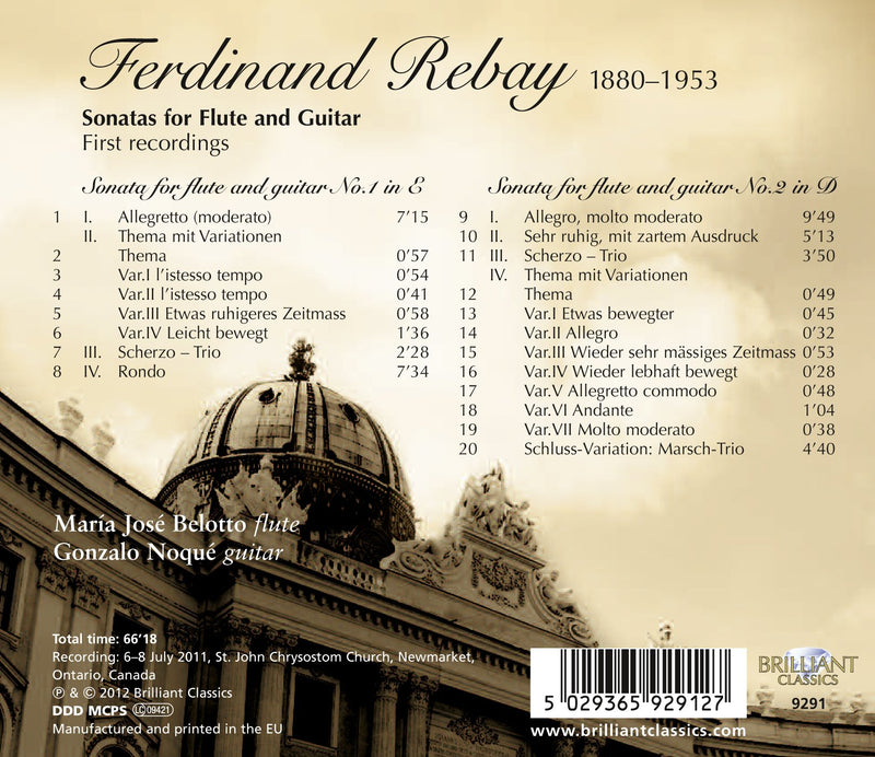 Rebay: Sonatas For Flute And Guitar / Belotto, Noque
