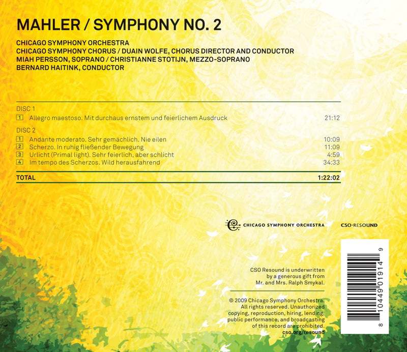 Mahler: Symphony No 2 / Chicago Symphony Orchestra, Haitink