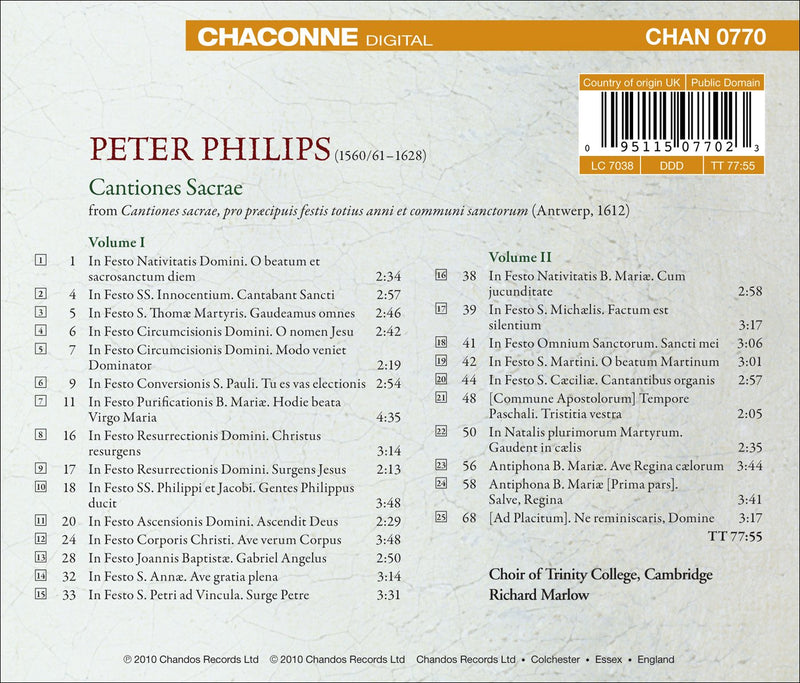 Philips: Cantiones Sacrae, 1612