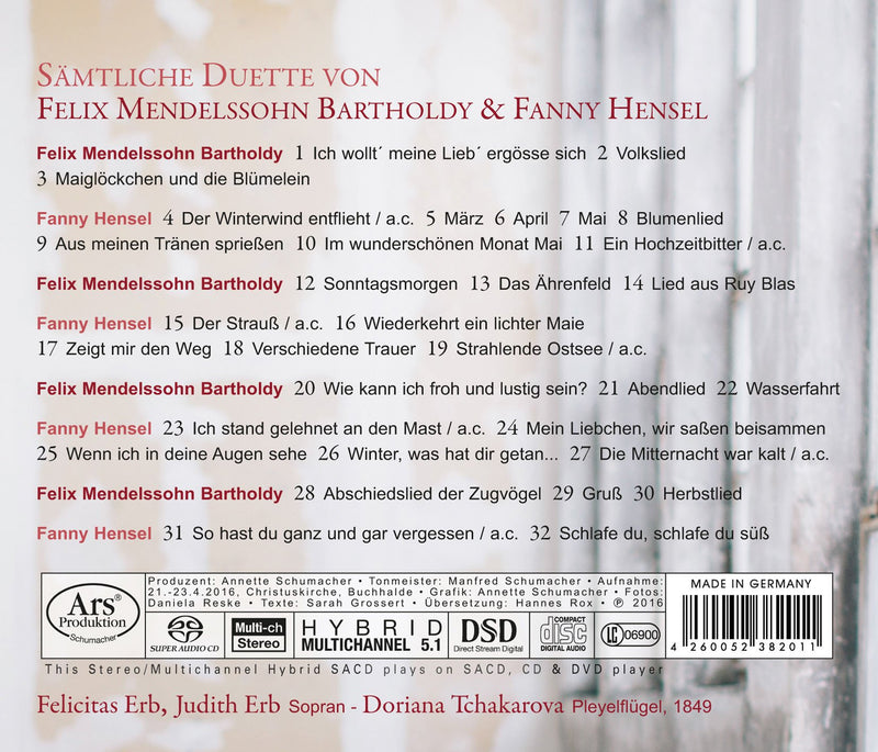 Mendelssohn & Hensel: Duette / Tchakarova, Erb