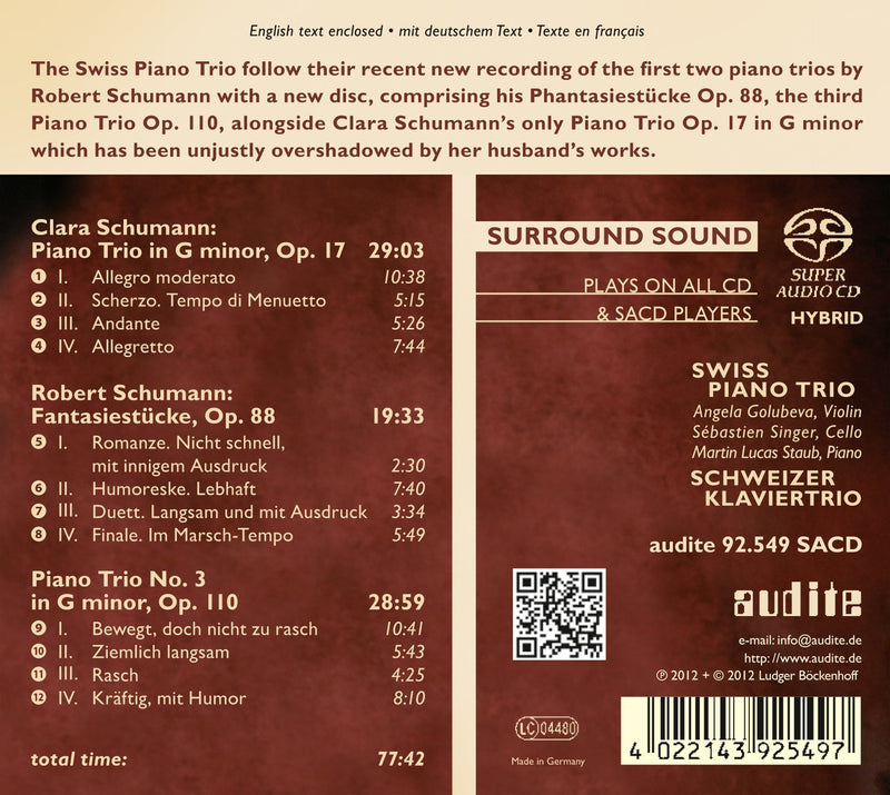 Robert & Clara Schumann: Piano Trios / Swiss Piano Trio