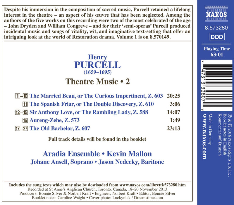 Purcell: Theatre Music, Vol. 2 / Mallon, Aradia Ensemble