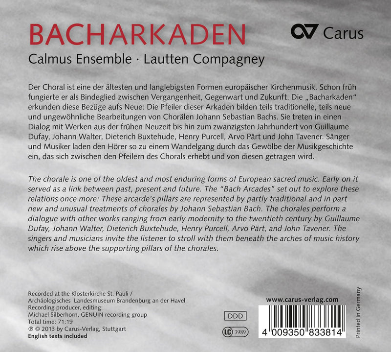 Bacharcades / Katschner, Calmus Ensemble, Lautten Compagney