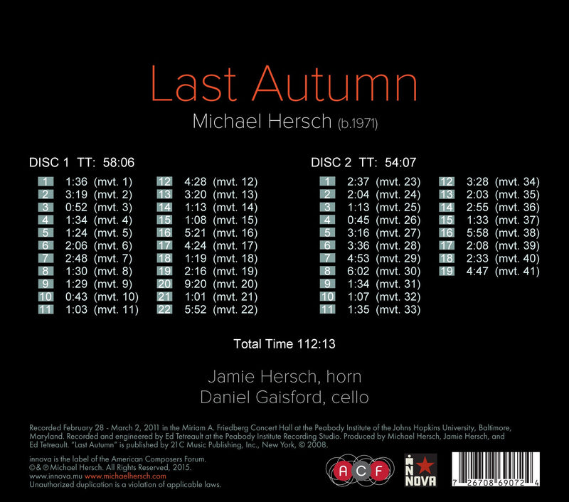 Michael Hersch: Last Autumn