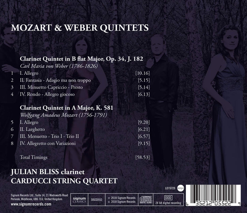 Mozart & Weber: Clarinet Quintets / Bliss, Carducci String Quartet
