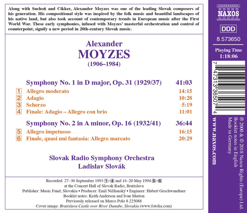 Moyzes: Symphonies Nos. 1 & 2 / Slovak, Slovak Radio Symphony Orchestra