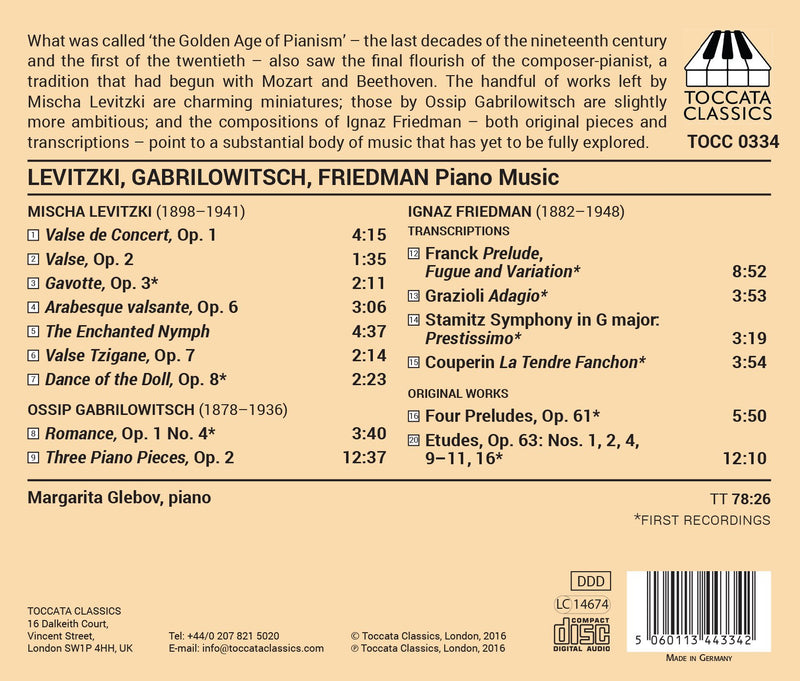 Levitzki: Complete Works for Solo Piano / Glebov