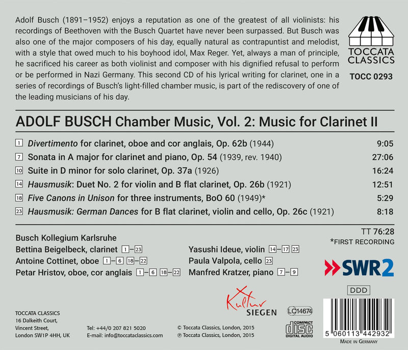 Busch: Chamber Music, Vol. 2 – Music for Clarinet II