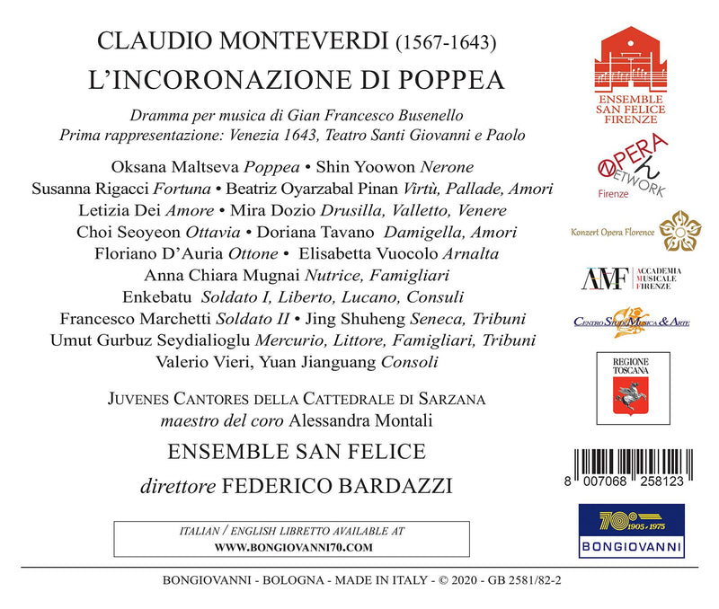 Monteverdi: L'incoronazione Di Poppea / Bardazzi, Ensemble San Felice [2 CDs]