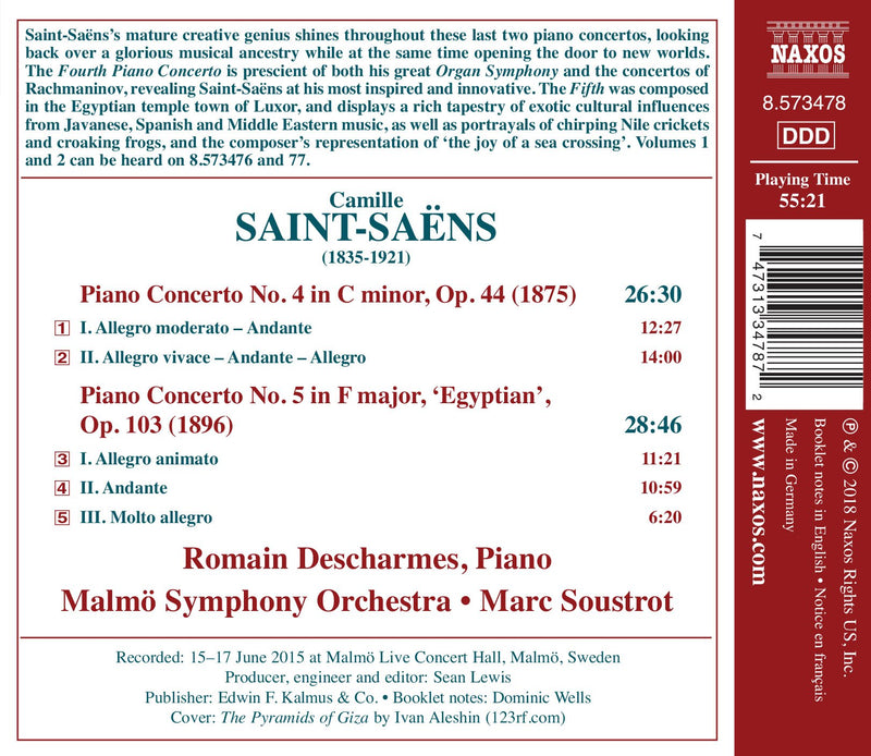 Saint-Saens: Piano Concertos 4 & 5 / Descharmes, Soustrot, Malmo Symphony