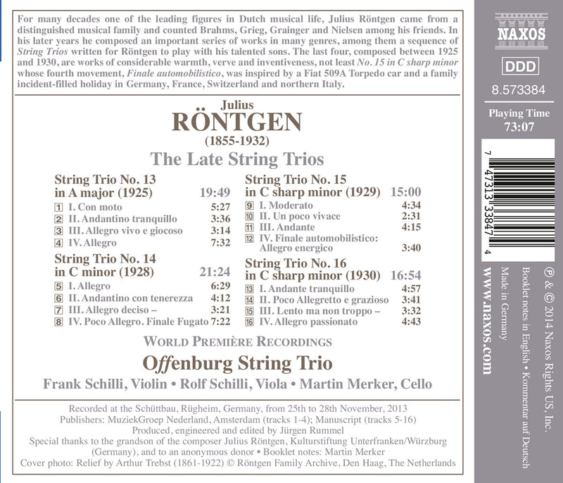 Julius Rontgen: The Late String Trios