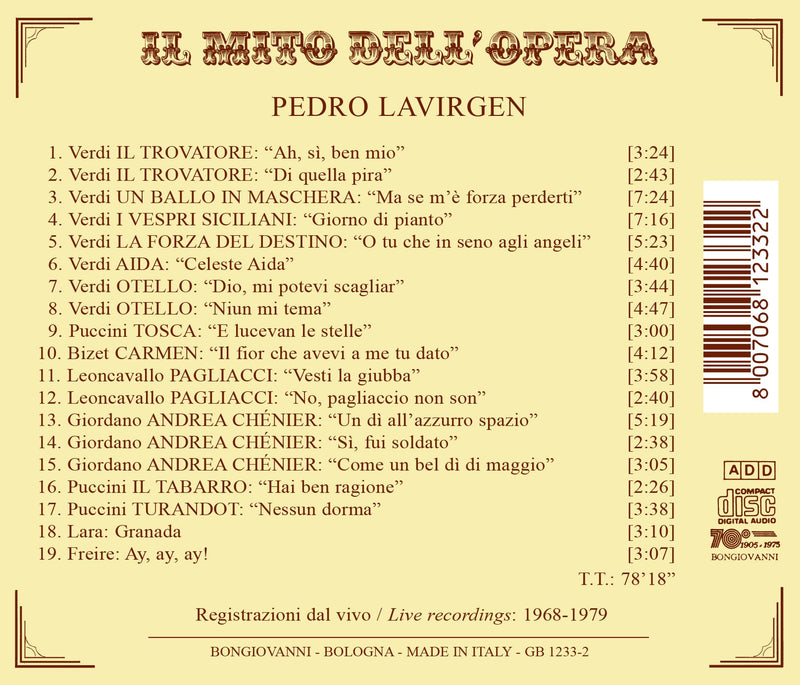 Il mito dell'opera: Pedro Lavirgen (Live)