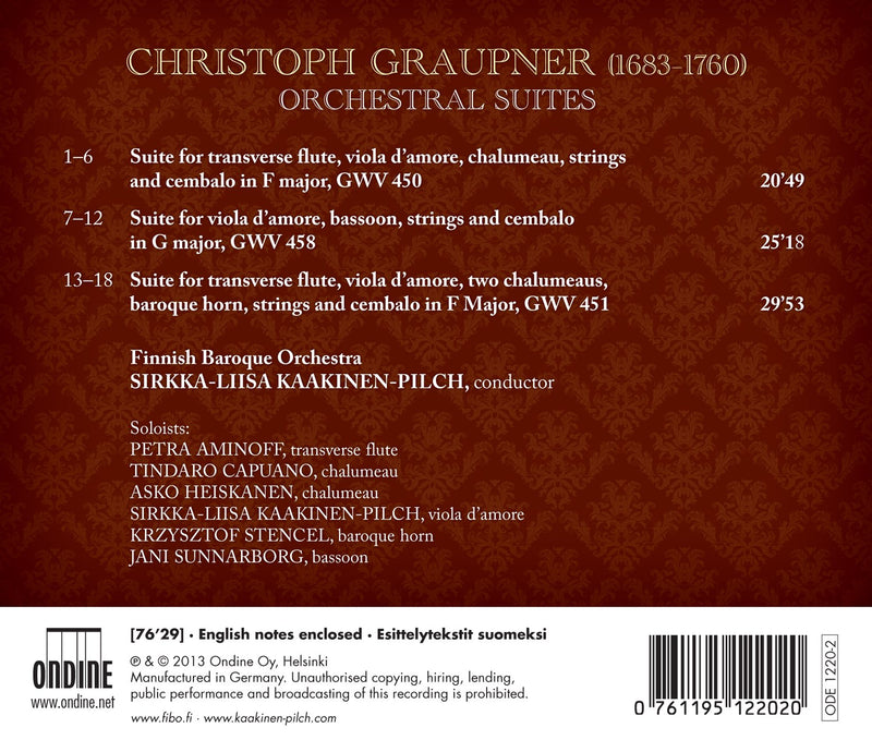Graupner: Orchestral Suites / Kaakinen-pilch, Finnish Baroque Orchestra