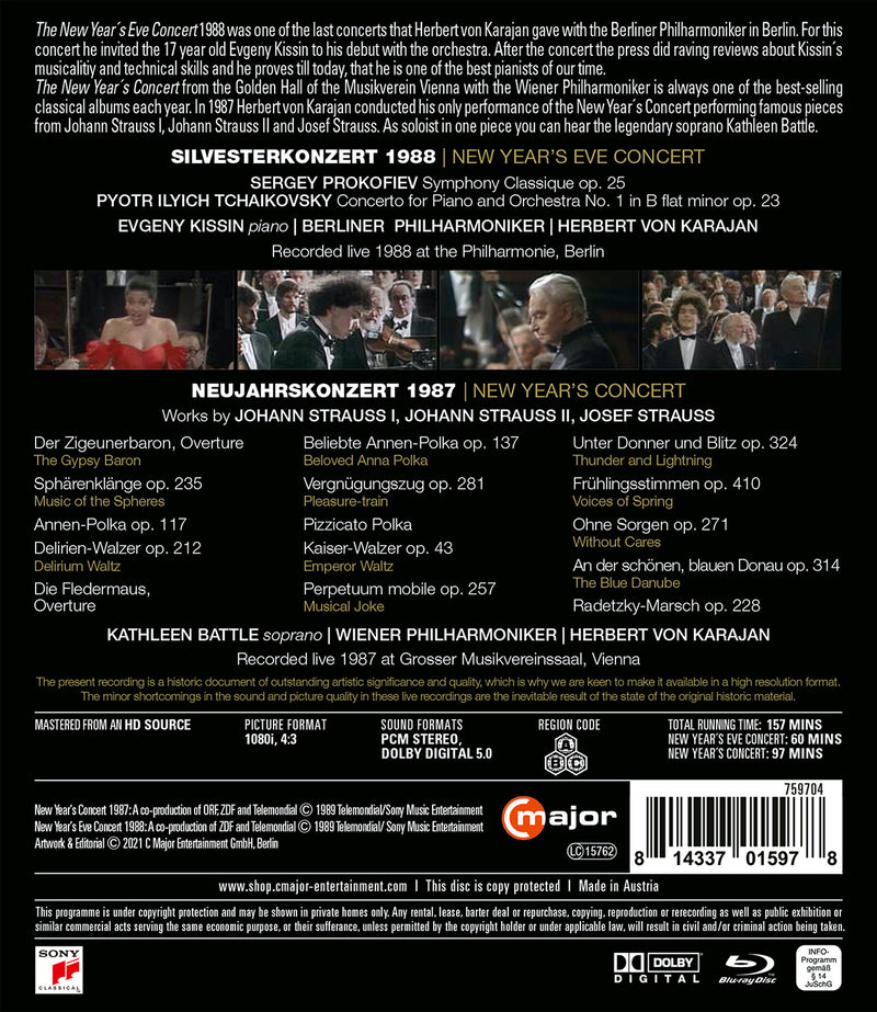 Karajan: The New Year's Concerts, 1987-1988 / Battle, Vienna Philharmonic [Blu-ray]