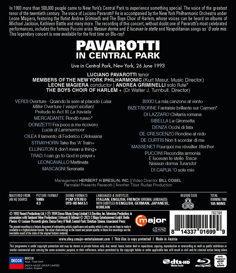 Pavarotti in Central Park [Blu-ray]