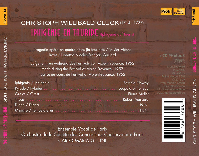 Gluck: Iphigenie en Tauride / Neway, Simoneau, Giulini