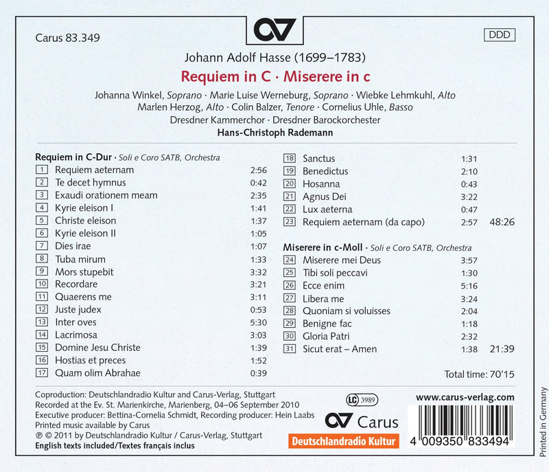 Hasse: Requiem in C