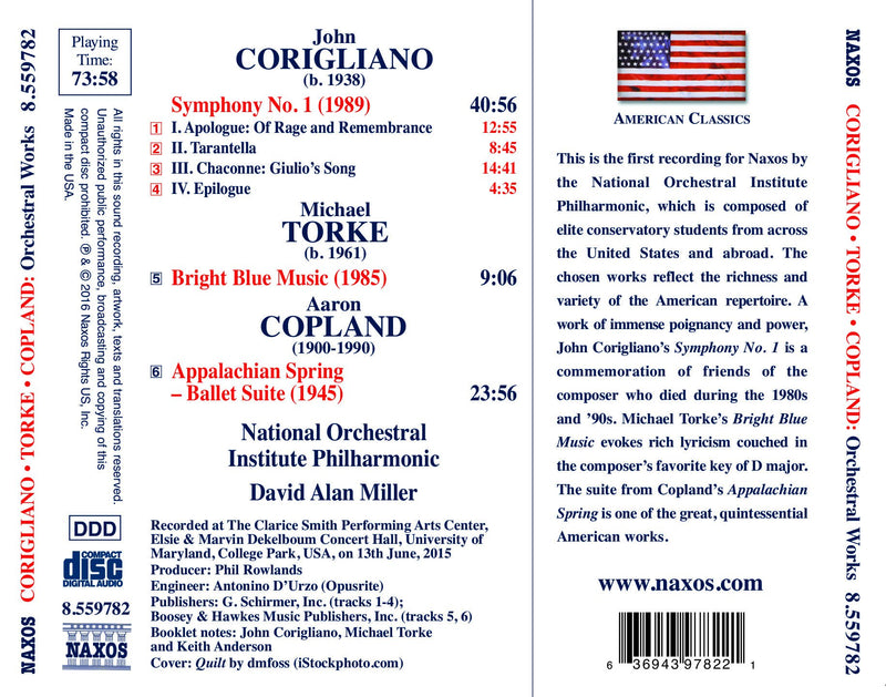 Corigliano, Torke & Copland: Orchestral Works / Miller