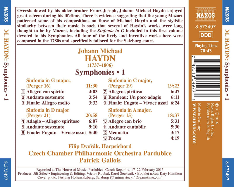 M. Haydn: Symphonies, Vol. 1 / Gallois, Czech Chamber Philharmonic