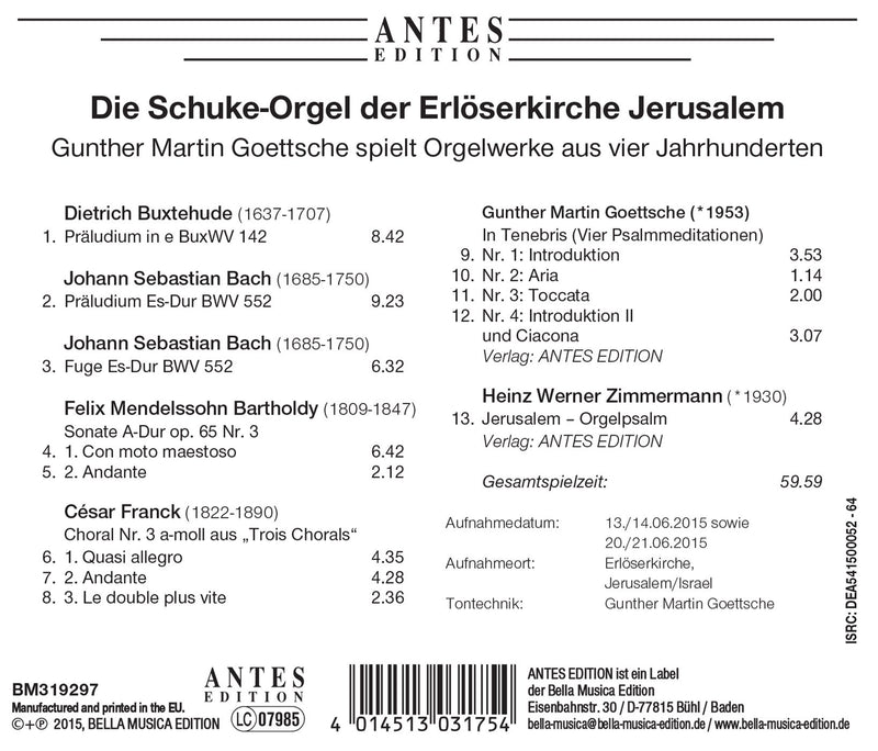 Die Schuke-orgel Der Erloserkirche Jerusalem