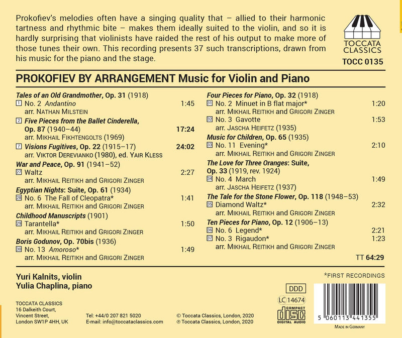 Prokofiev By Arrangement / Yuri Kalnits, Yulia Chaplina