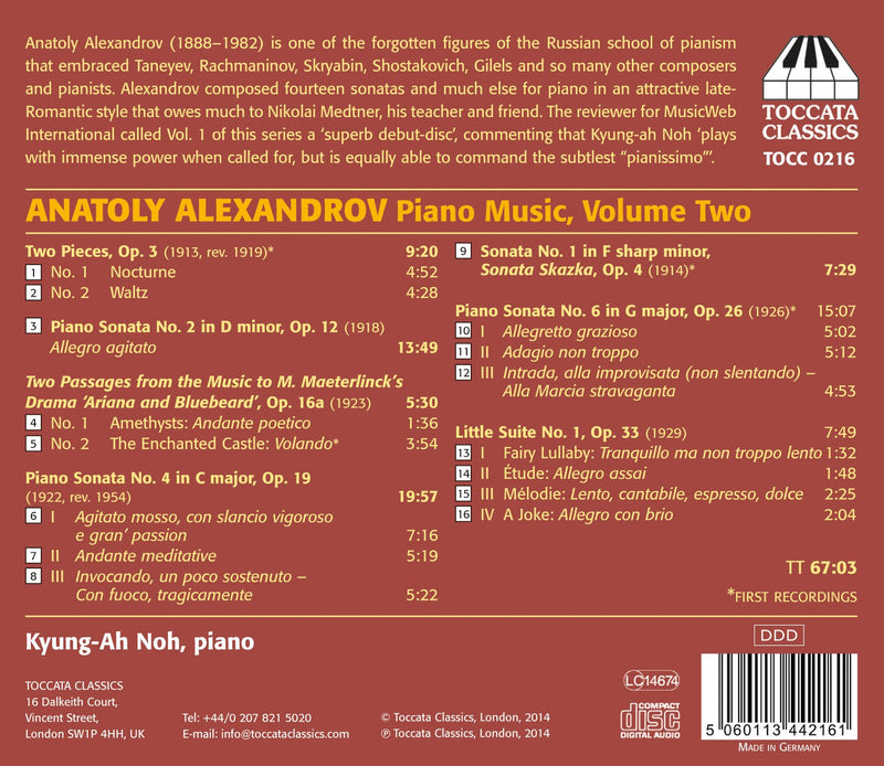 Alexandrov: Piano Music, Vol. 2