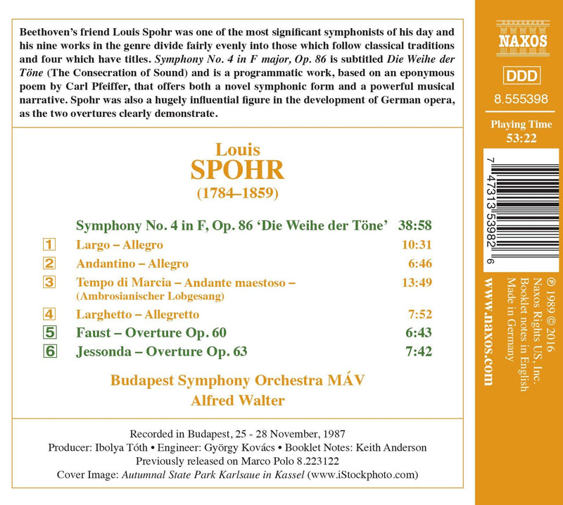 Spohr: Symphony No. 4 / Walter, Budapest Symphony Orchestra