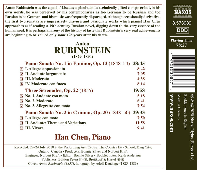 Rubinstein: Piano Sonatas Nos. 1 & 2 - 3 Serenades