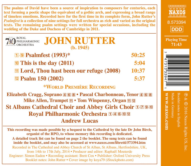 Rutter: Psalmfest / Lucas, Choirs of St. Albans, Royal Philharmonic