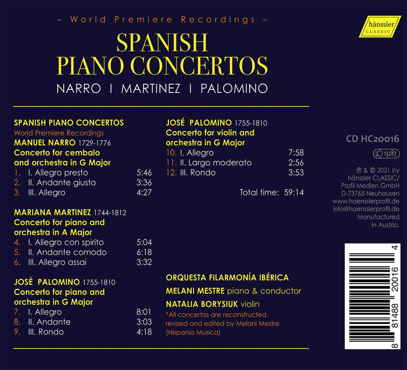 Spanish Piano Concertos / Melani Mestre, Orquesta Filarmonia Iberica